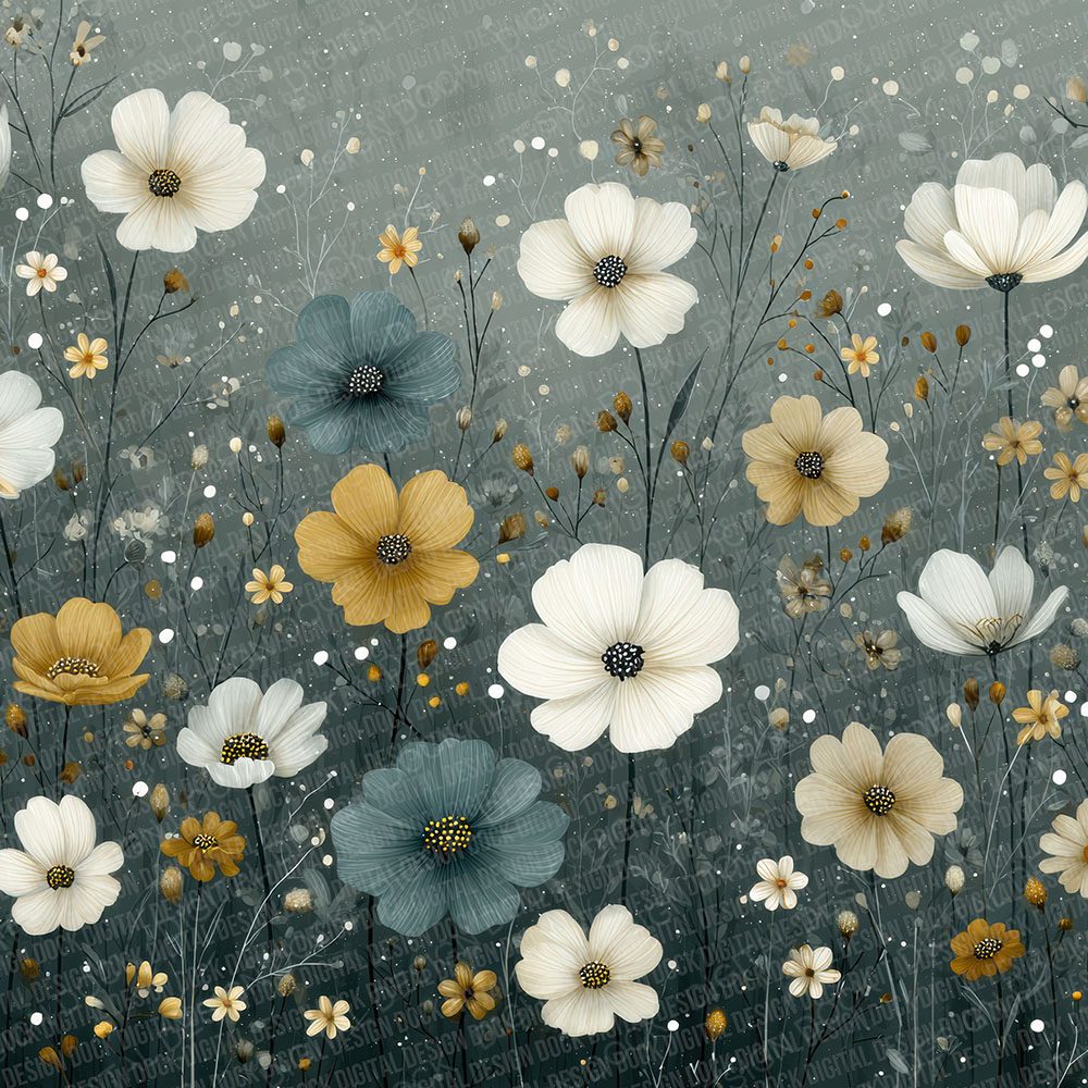 Midnight Meadow Wildflower Design Digital Paper Pack (DDD000051)