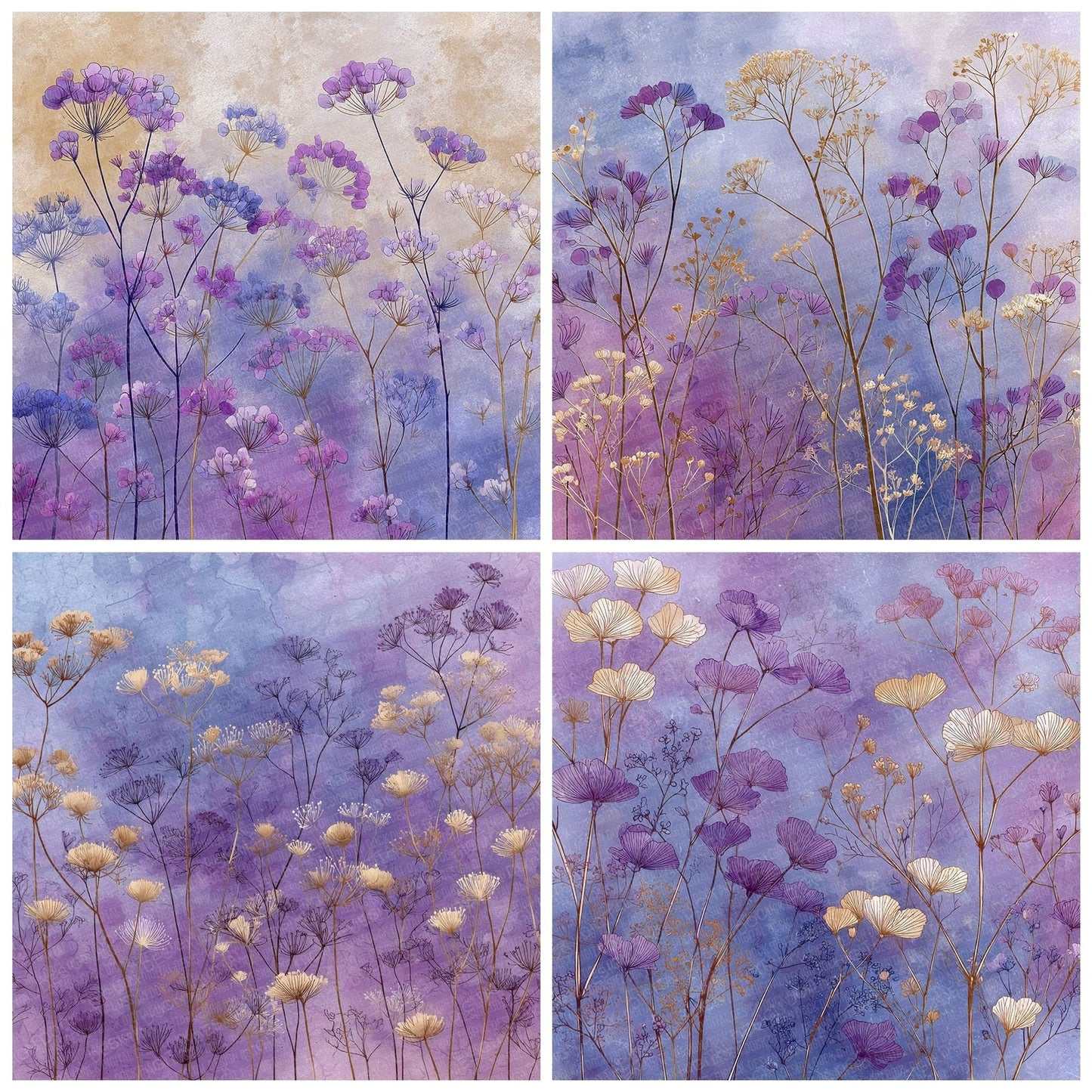 Purple Wash Wildflower Background Digital Paper Pack (DDD000052)