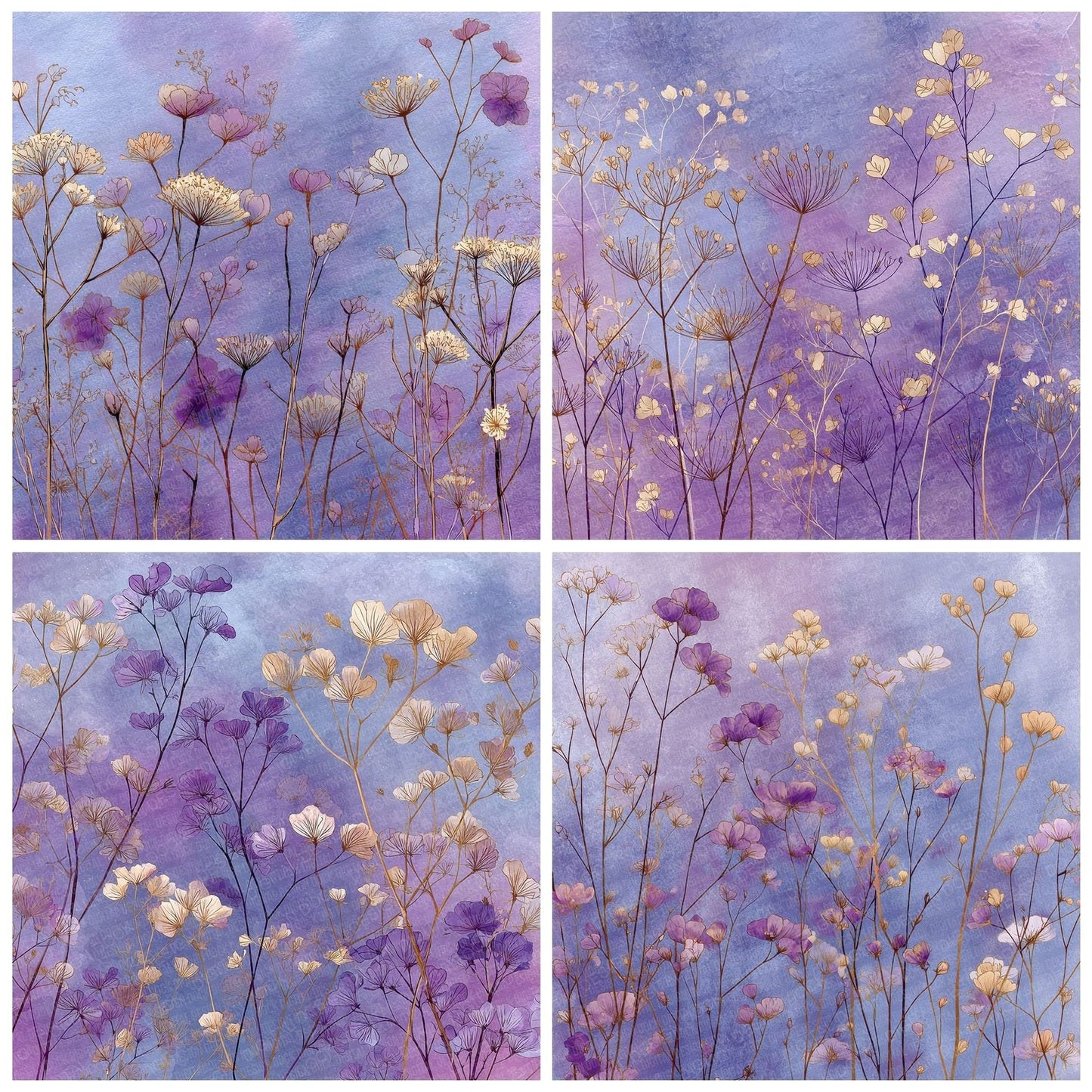 Purple Wash Wildflower Background Digital Paper Pack (DDD000052)