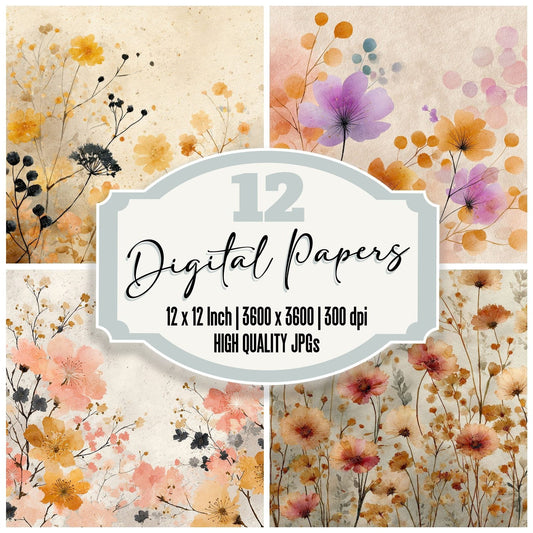 Soft Wildflower Background Digital Paper Pack (DDD000053)