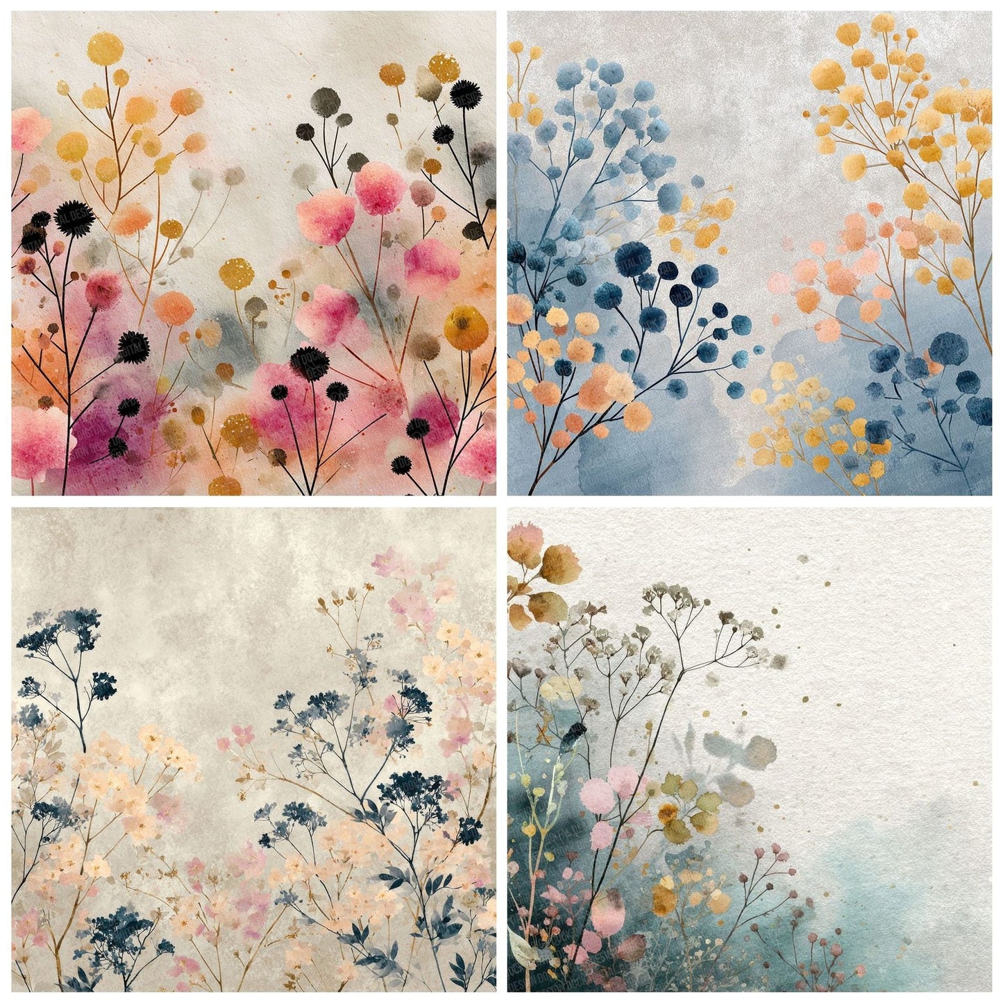 Soft Wildflower Background Digital Paper Pack (DDD000053)