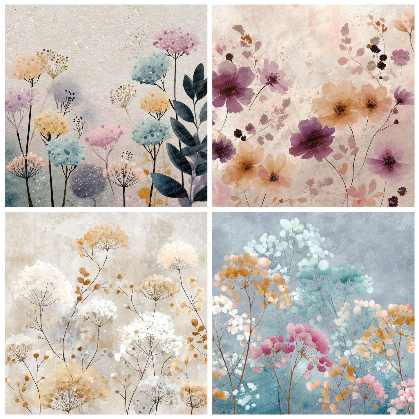Soft Wildflower Background Digital Paper Pack (DDD000053)