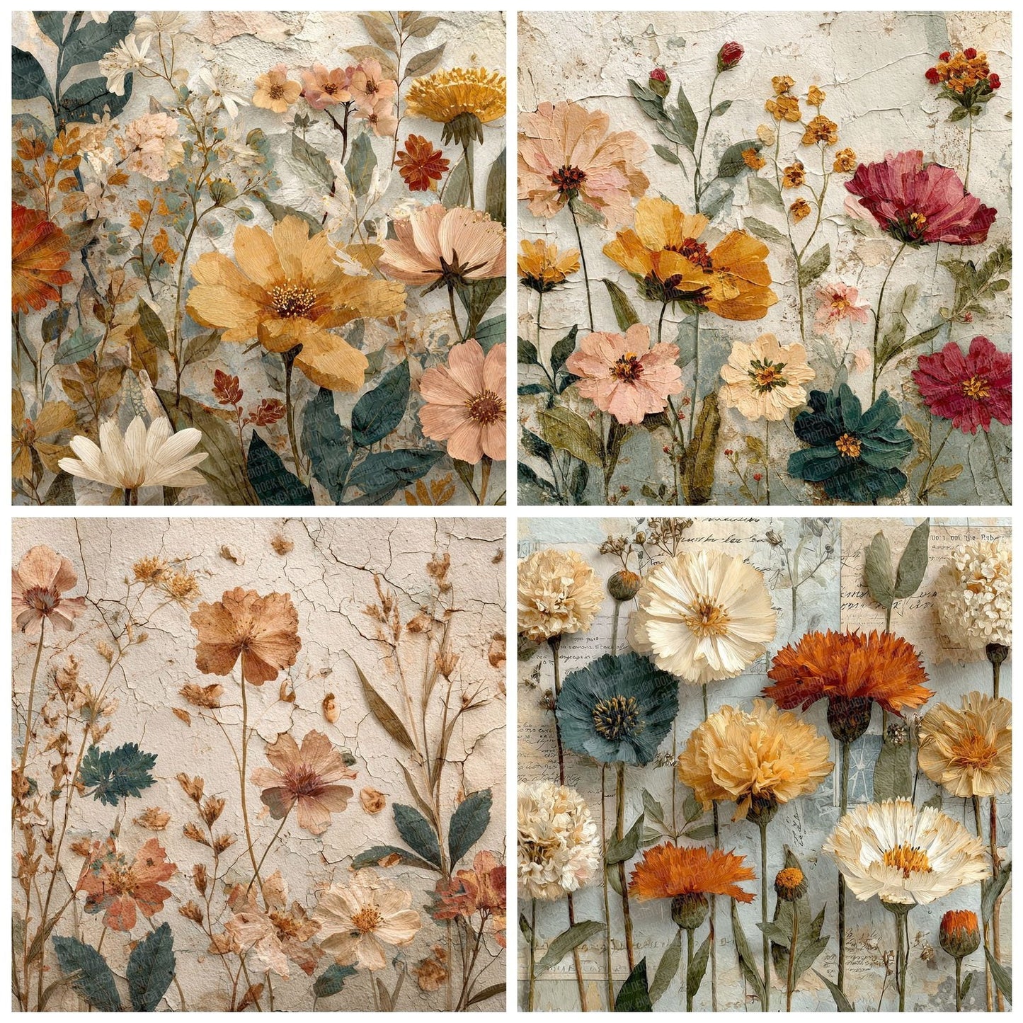Vintage Wildflower Background Digital Paper Pack (DDD000054)