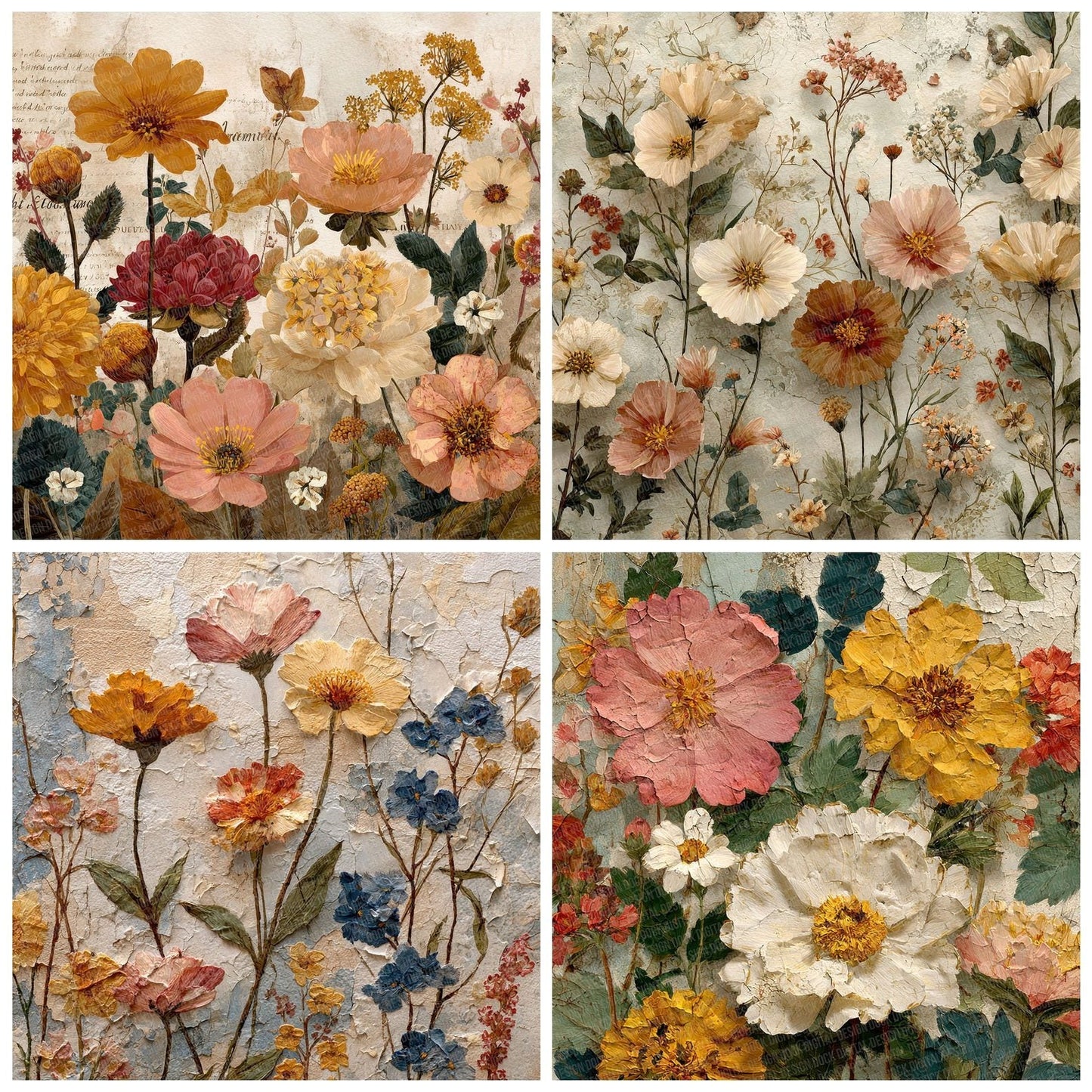 Vintage Wildflower Background Digital Paper Pack (DDD000054)
