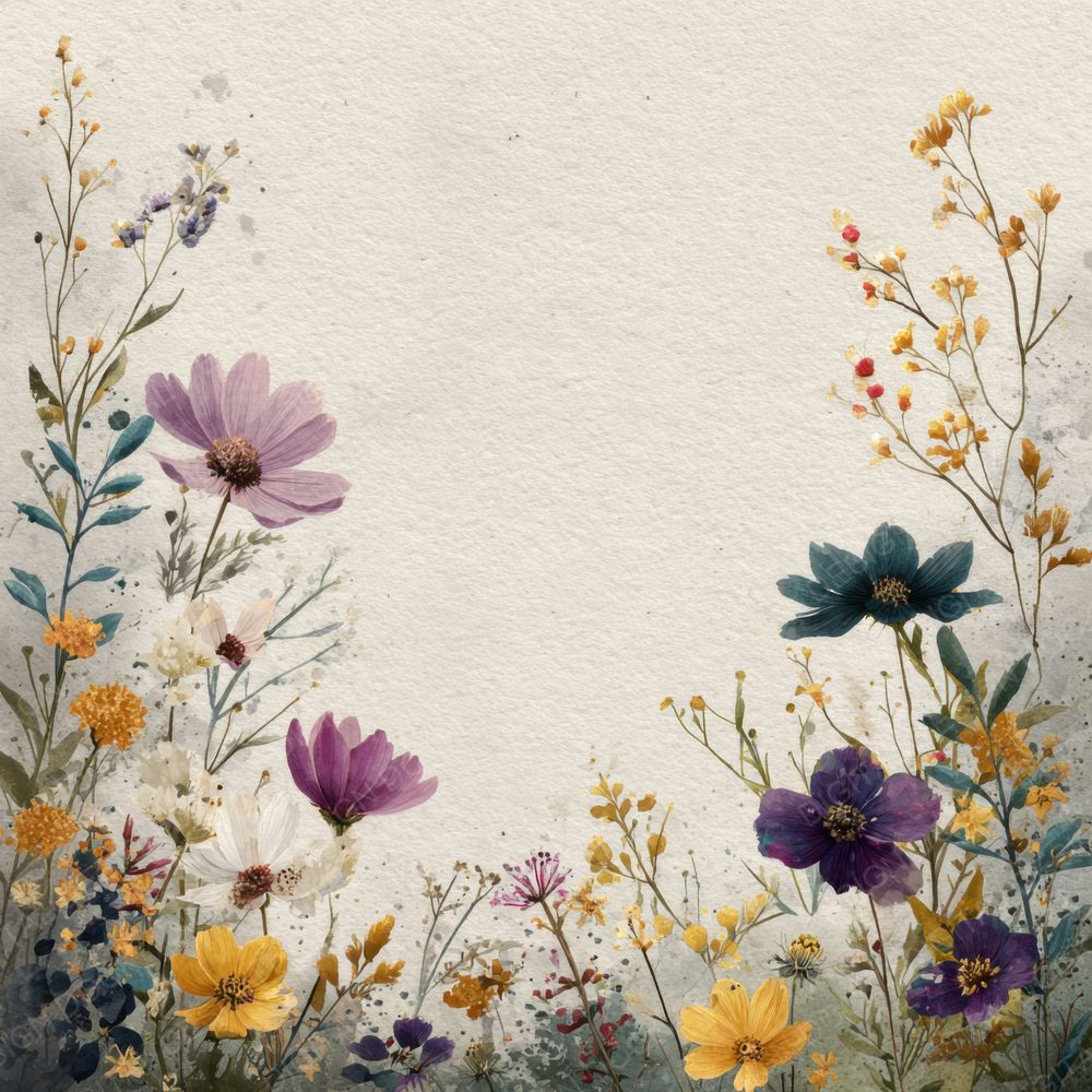 Wildflower Border Background Digital Paper Pack (DDD000055)