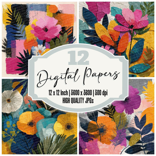 Wildflower Collage Background Digital Paper Pack (DDD000056)