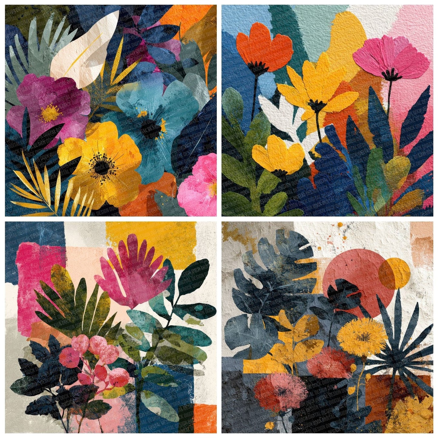Wildflower Collage Background Digital Paper Pack (DDD000056)