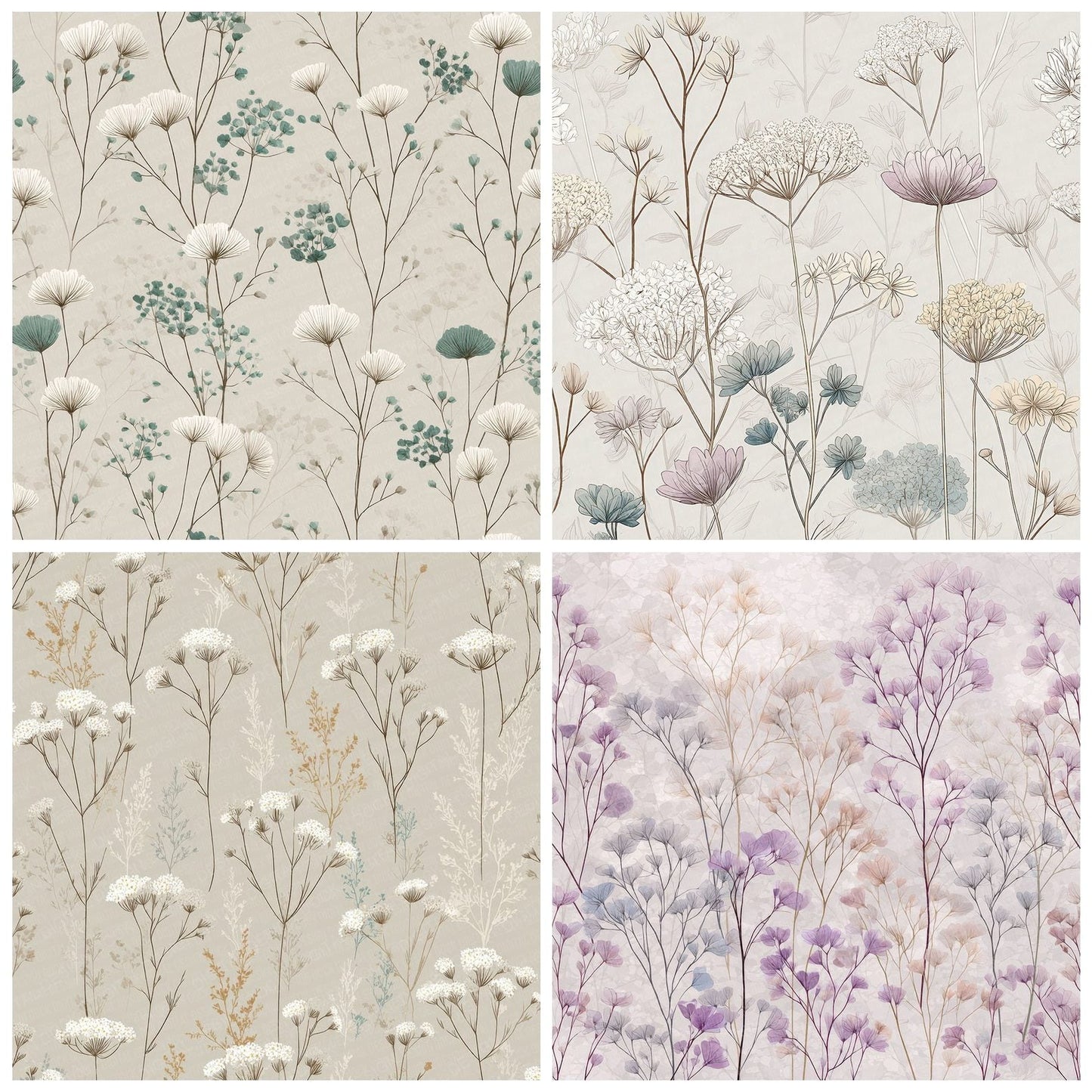 Wildflower Ink Background Digital Paper Pack (DDD000057)