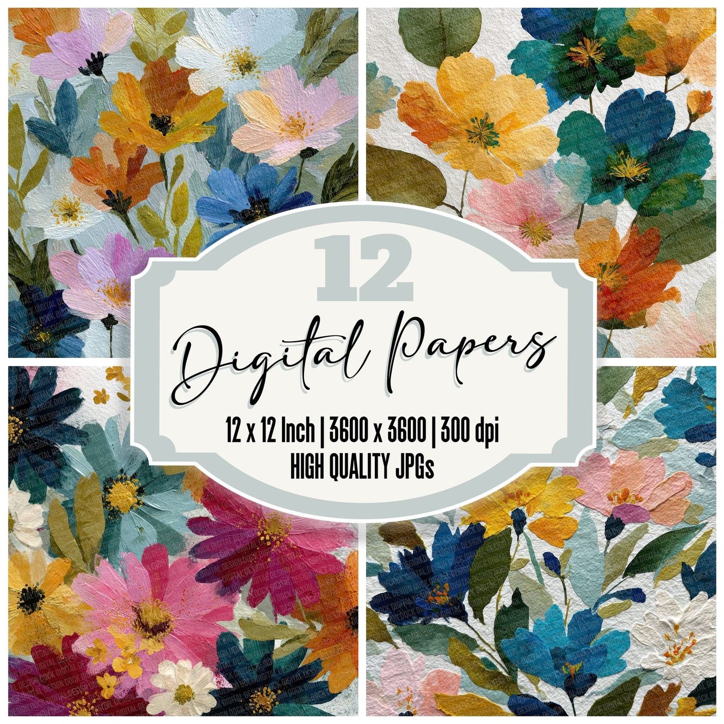 Wildflower Painted Background Digital Paper Pack (DDD000058)