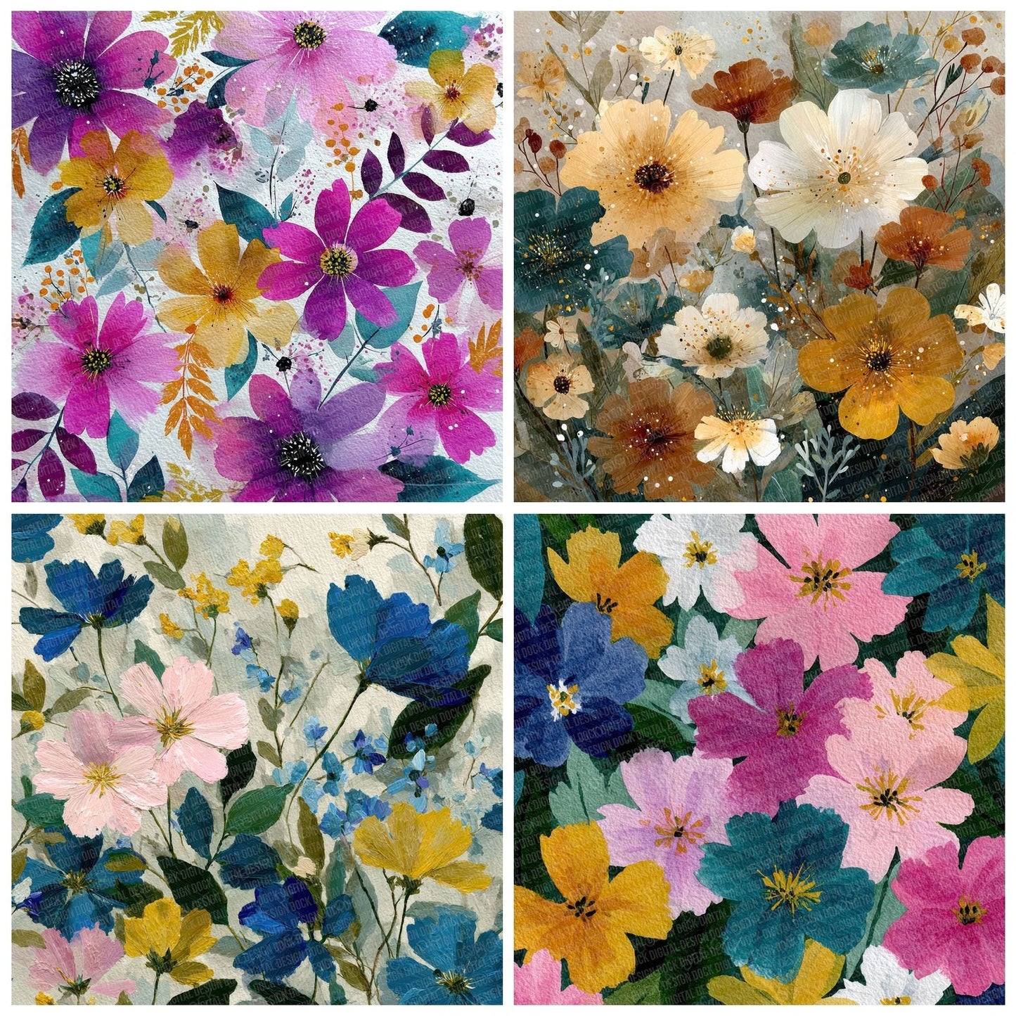 Wildflower Painted Background Digital Paper Pack (DDD000058)