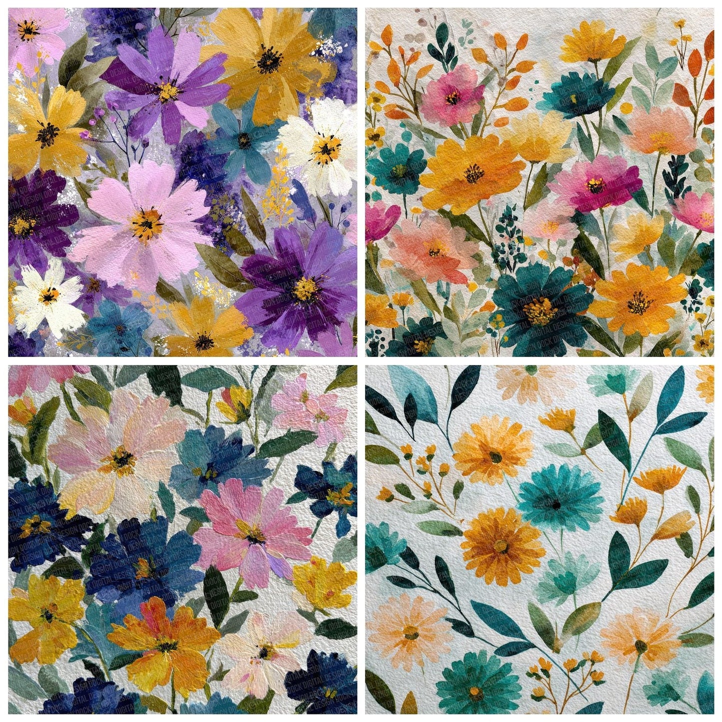 Wildflower Painted Background Digital Paper Pack (DDD000058)
