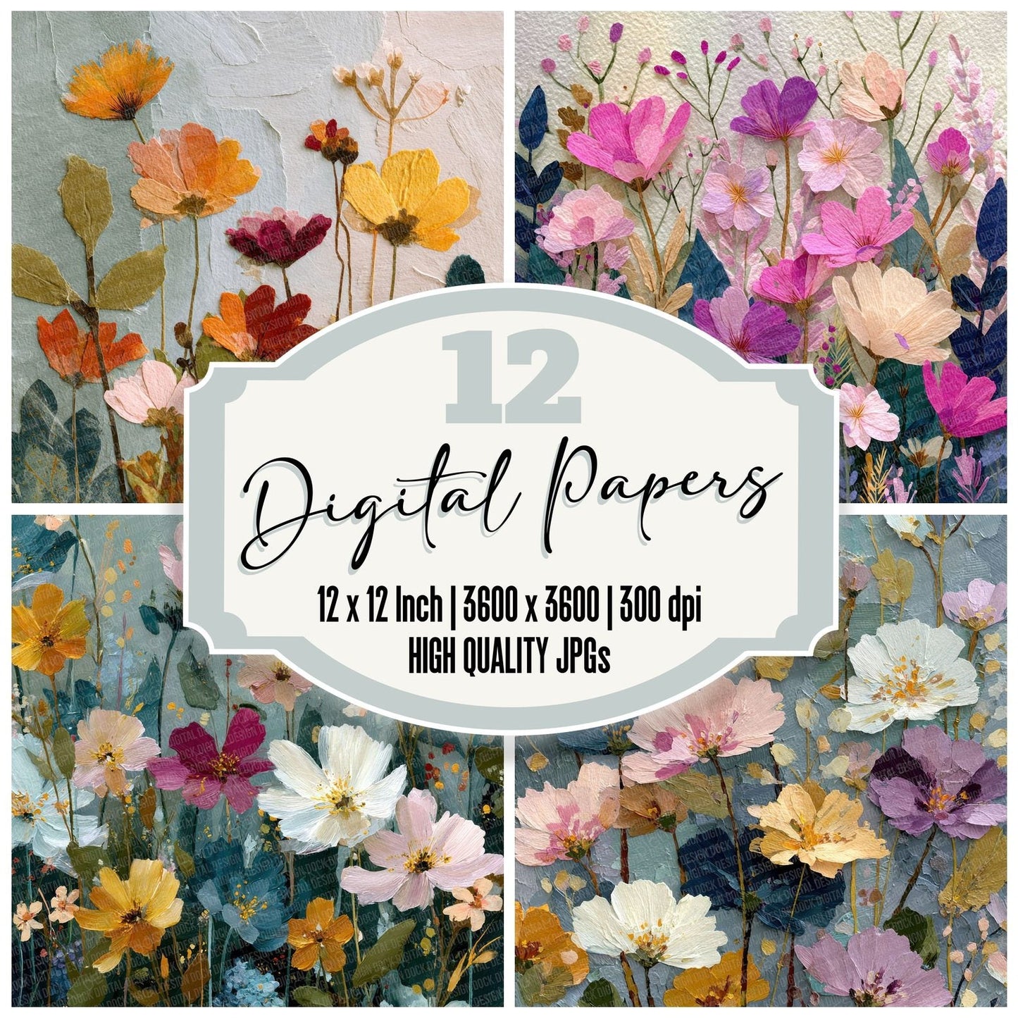 Wildflower Paper Background Digital Paper Pack (DDD000059)