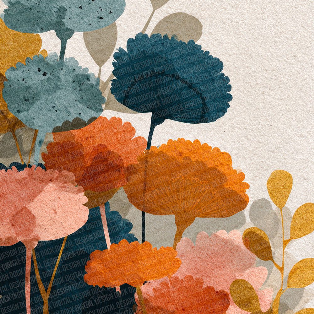 Wildflower Silhouette Background Digital Paper Pack (DDD000060)