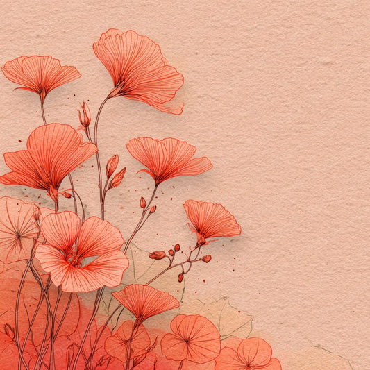 Coral Nasturtium Outline Background Digital Paper Pack (DDD000064)