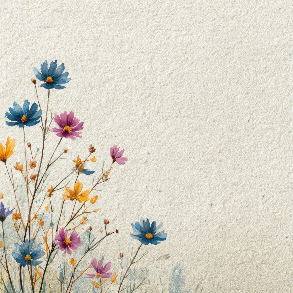 Cream Wildflower Sweep Background Digital Paper Pack (DDD000067)