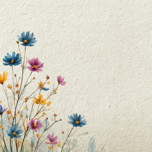 Cream Wildflower Sweep Background Digital Paper Pack (DDD000067)