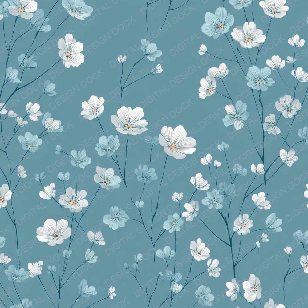 Duckegg Forgetmenot Outline Background Digital Paper Pack (DDD000068)