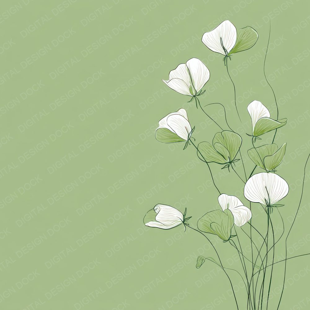 Green Sweetpea Sketch Background Digital Paper Pack (DDD000071)