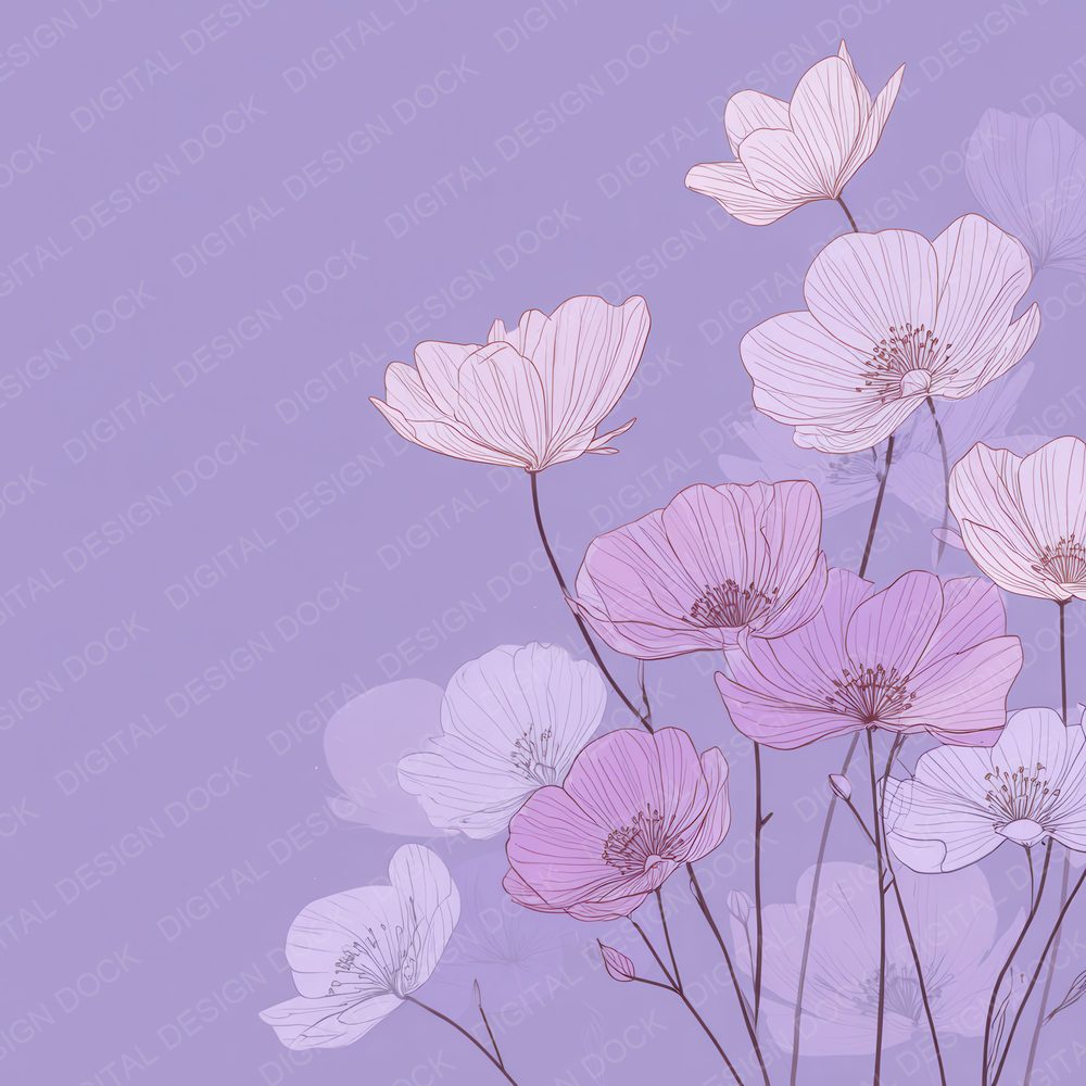 Lilac Anemone Outline Background Digital Paper Pack (DDD000072)
