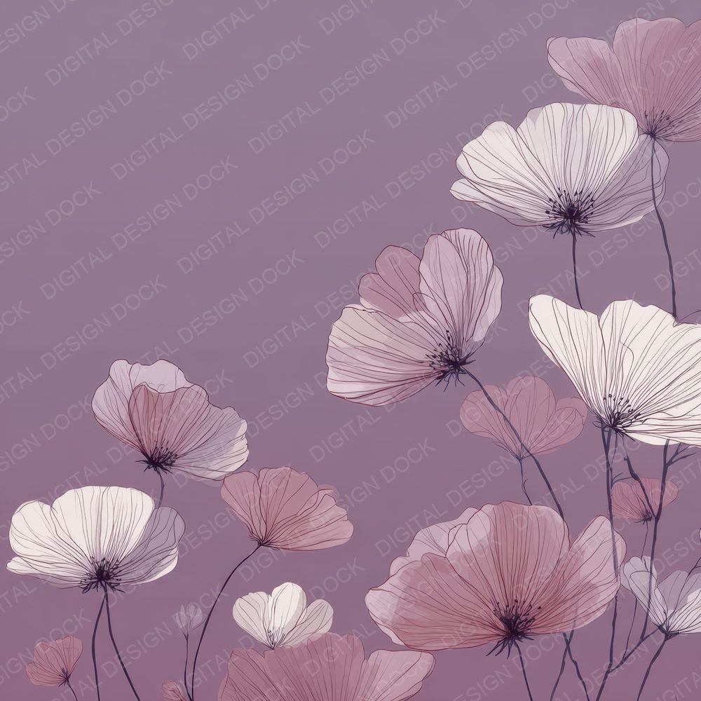 Lilac Anemone Outline Background Digital Paper Pack (DDD000072)
