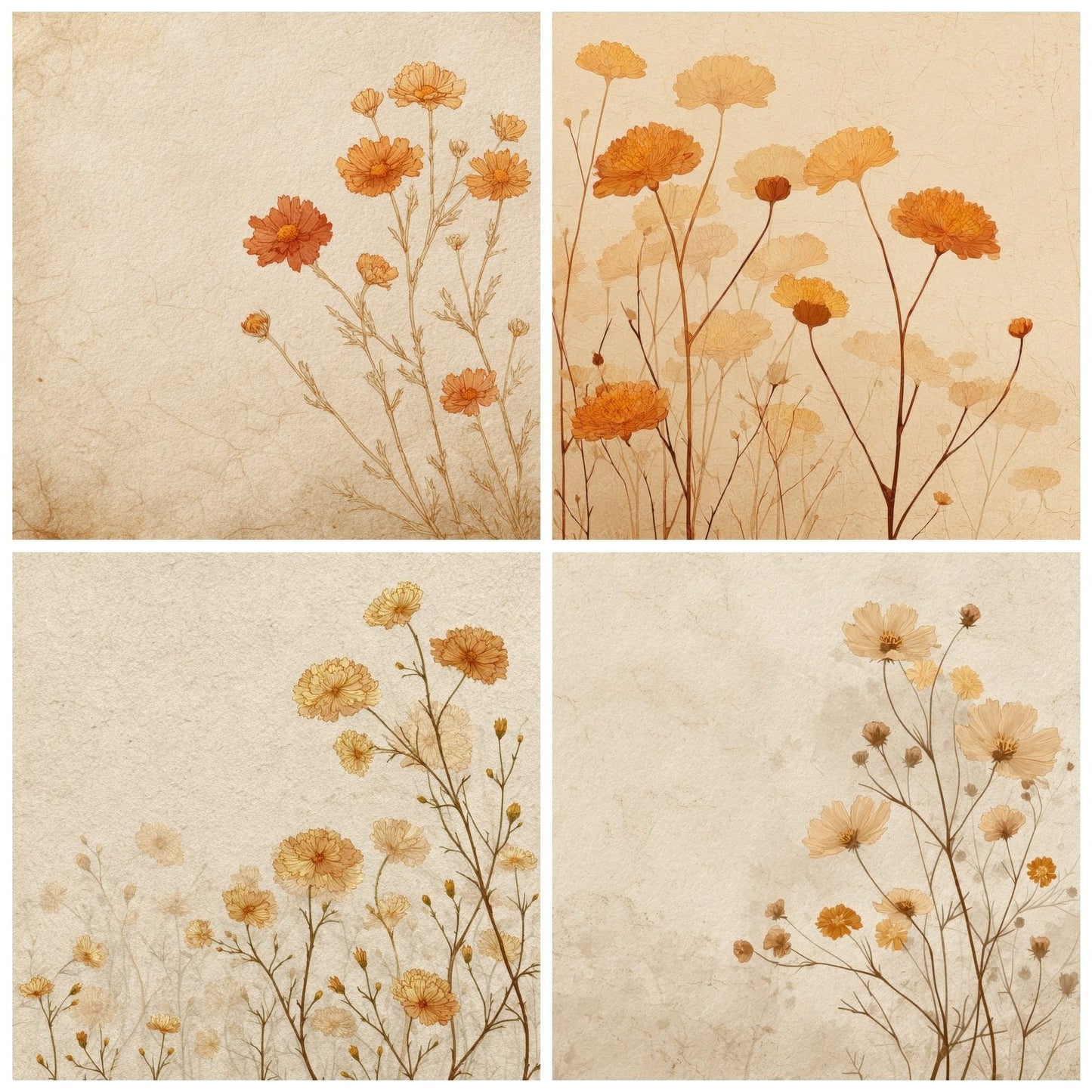 Oat Marigold Outline Background Digital Paper Pack (DDD000074)