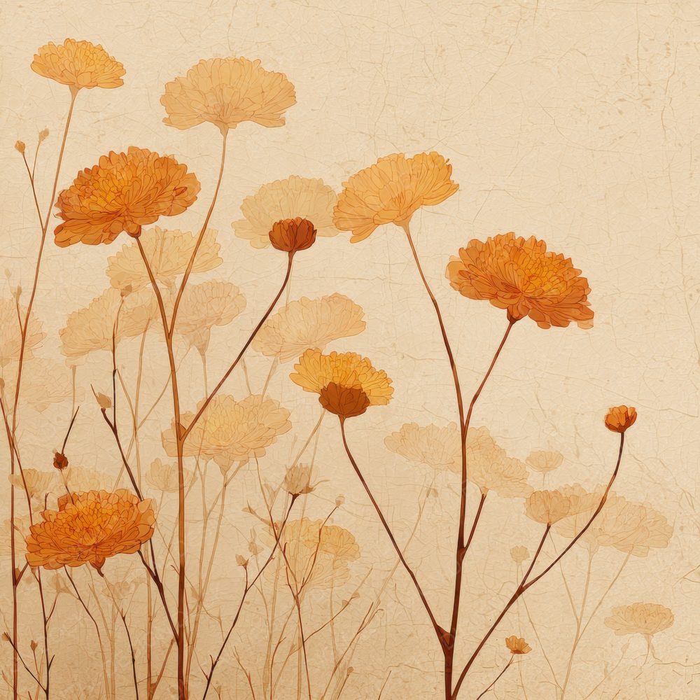 Oat Marigold Outline Background Digital Paper Pack (DDD000074)
