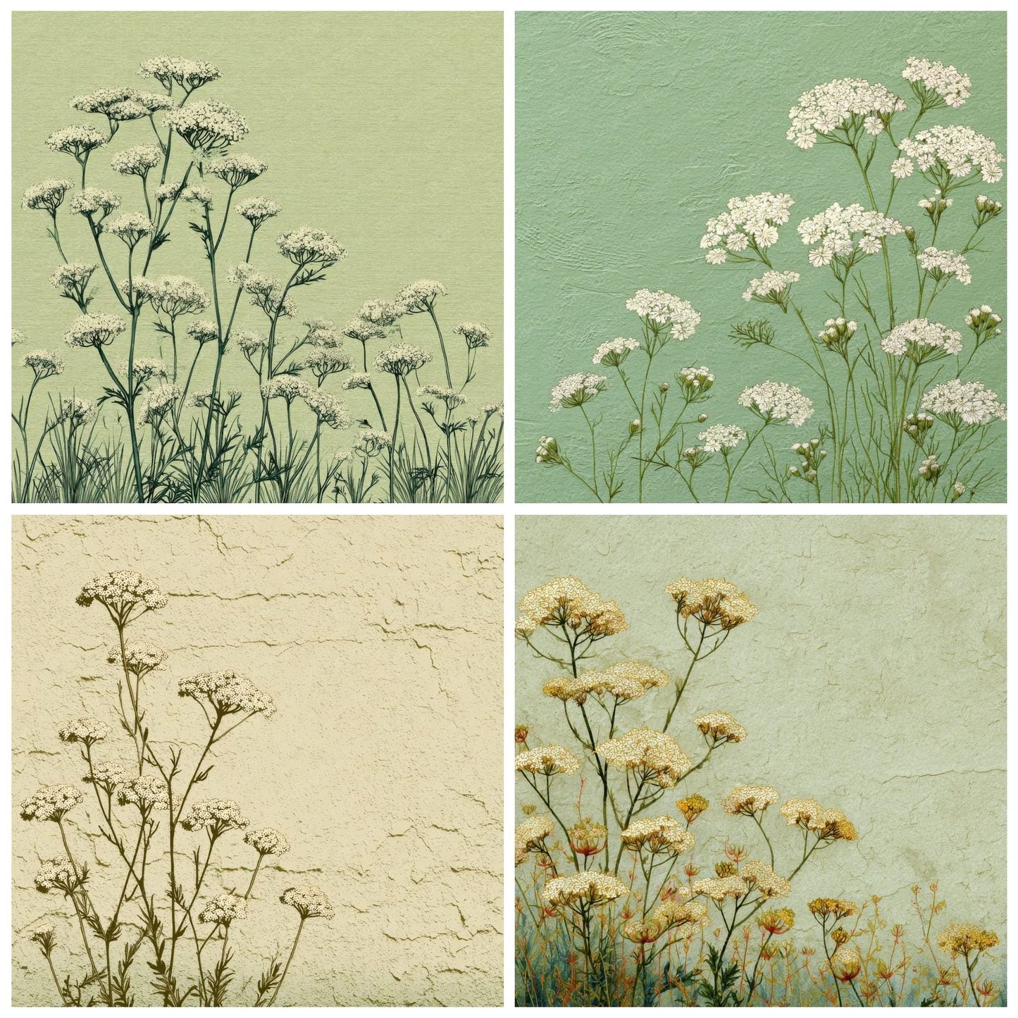 Pistachio Yarrow Outline Background Digital Paper Pack (DDD000077)