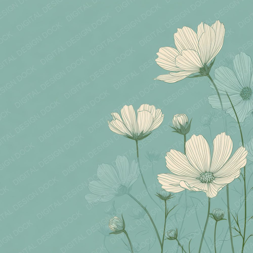 Seafoam Daisy Outline Background Digital Paper Pack (DDD000078)
