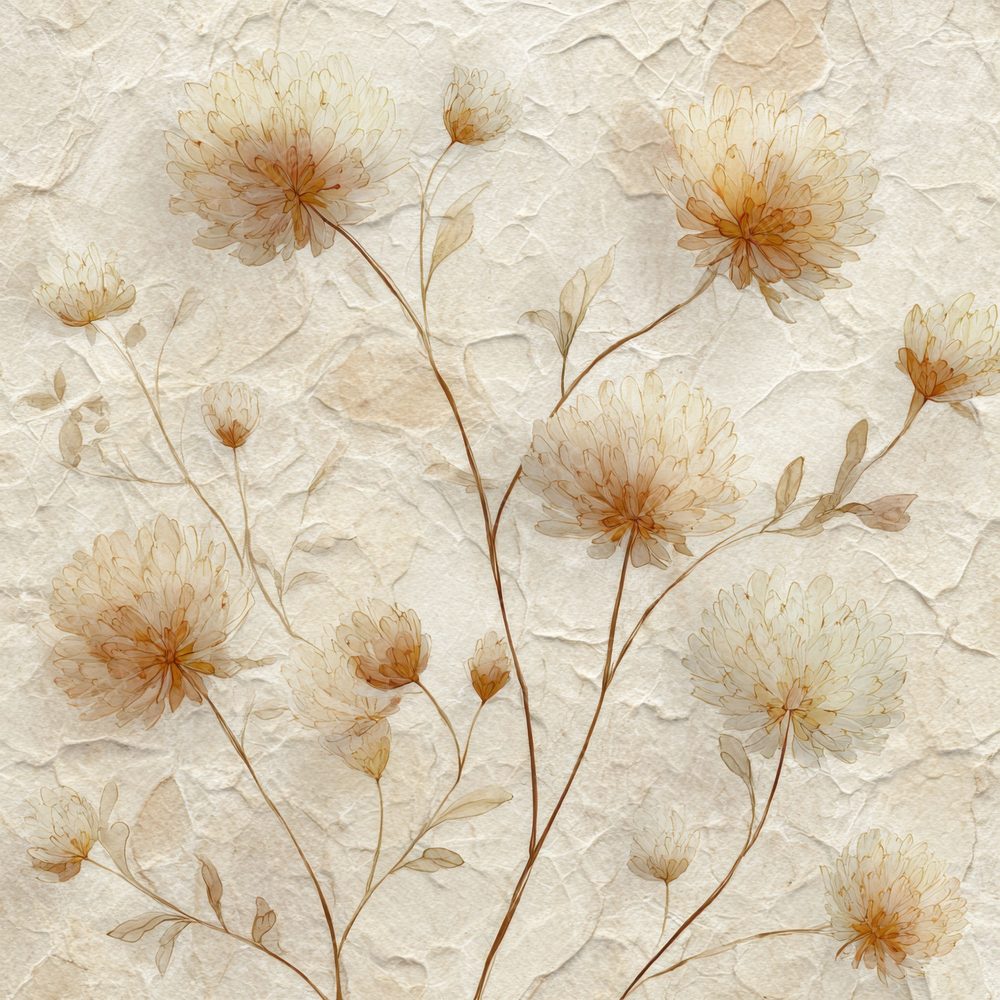 Shell Scabiosa Outline Background Digital Paper Pack (DDD000079)