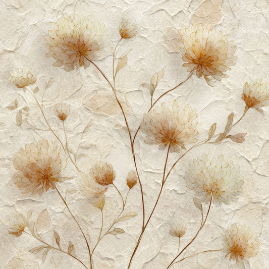 Shell Scabiosa Outline Background Digital Paper Pack (DDD000079)