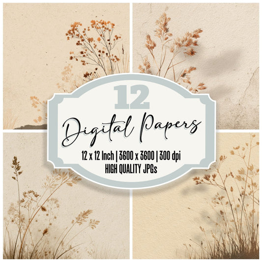 Vanilla Seedhead Outline Background Digital Paper Pack (DDD000080)