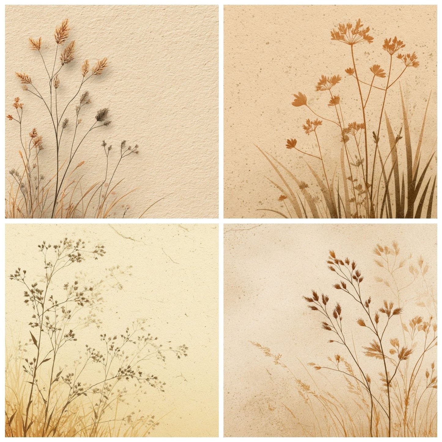 Vanilla Seedhead Outline Background Digital Paper Pack (DDD000080)
