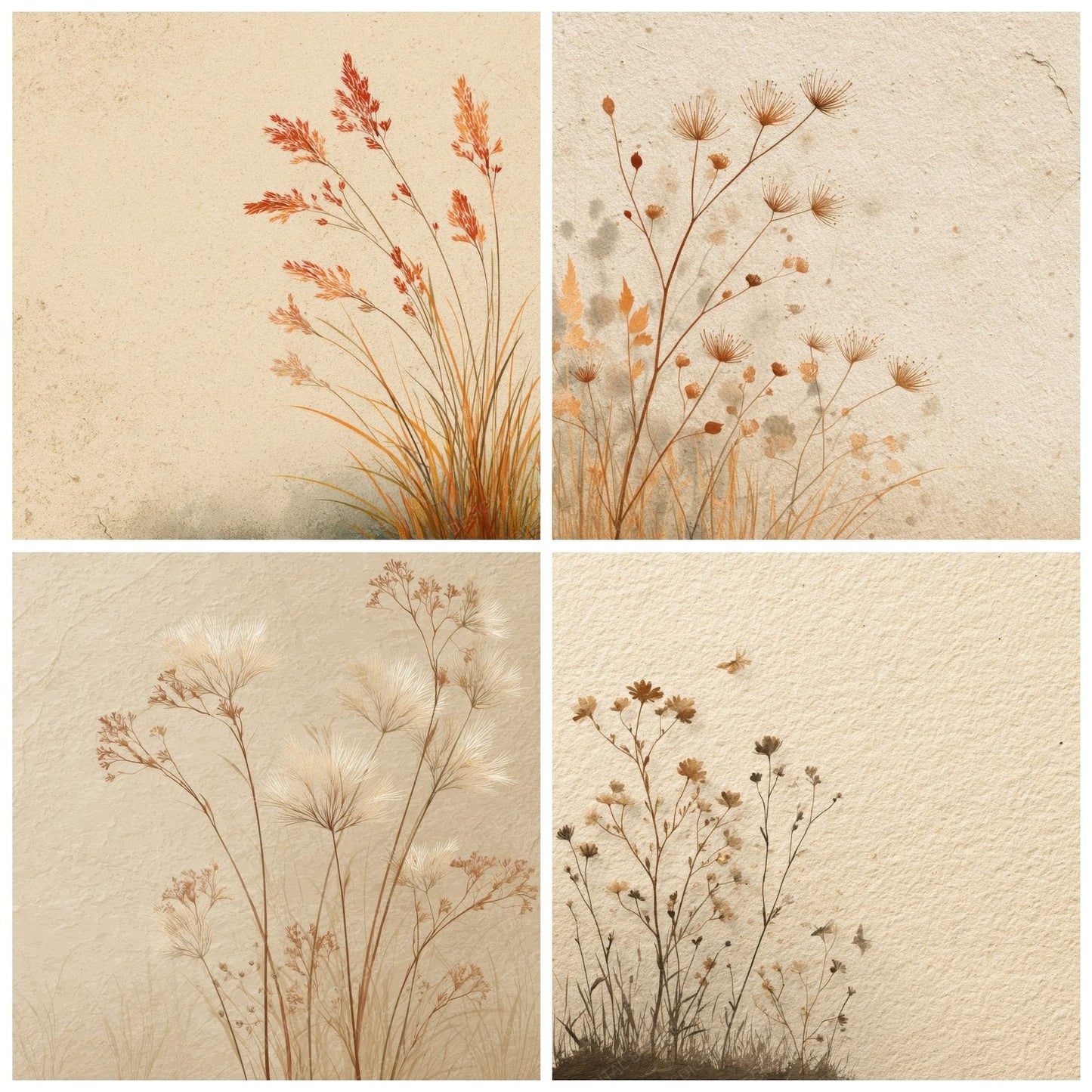 Vanilla Seedhead Outline Background Digital Paper Pack (DDD000080)