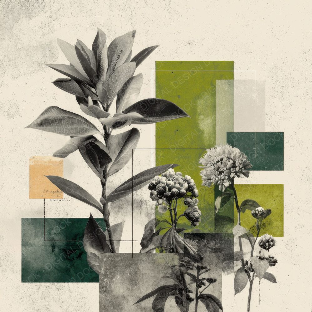 Green Floral Editorial Background Digital Paper Pack (DDD000090)