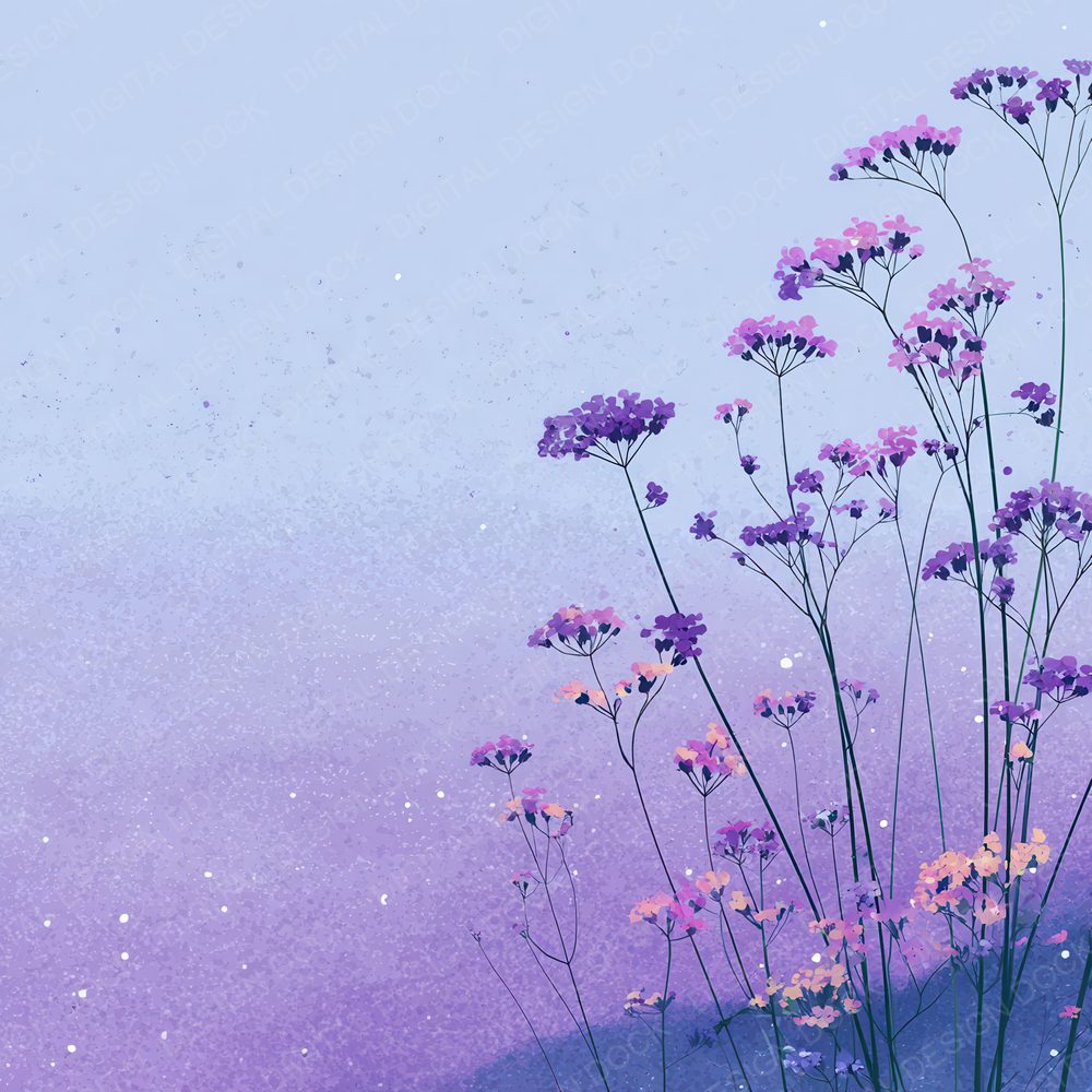 Lavender Verbena Outline Background Digital Paper Pack (DDD000092)