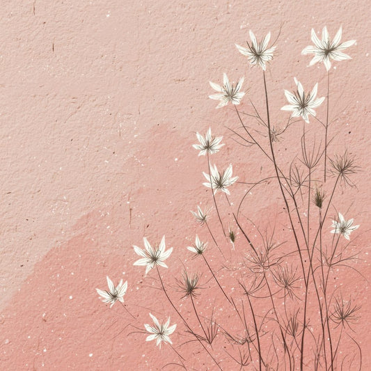 Mist Rose Nigella Outline Background Digital Paper Pack (DDD000093)