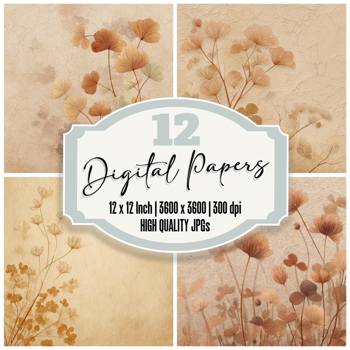 Parchment Clover Outline Background Digital Paper Pack (DDD000094)