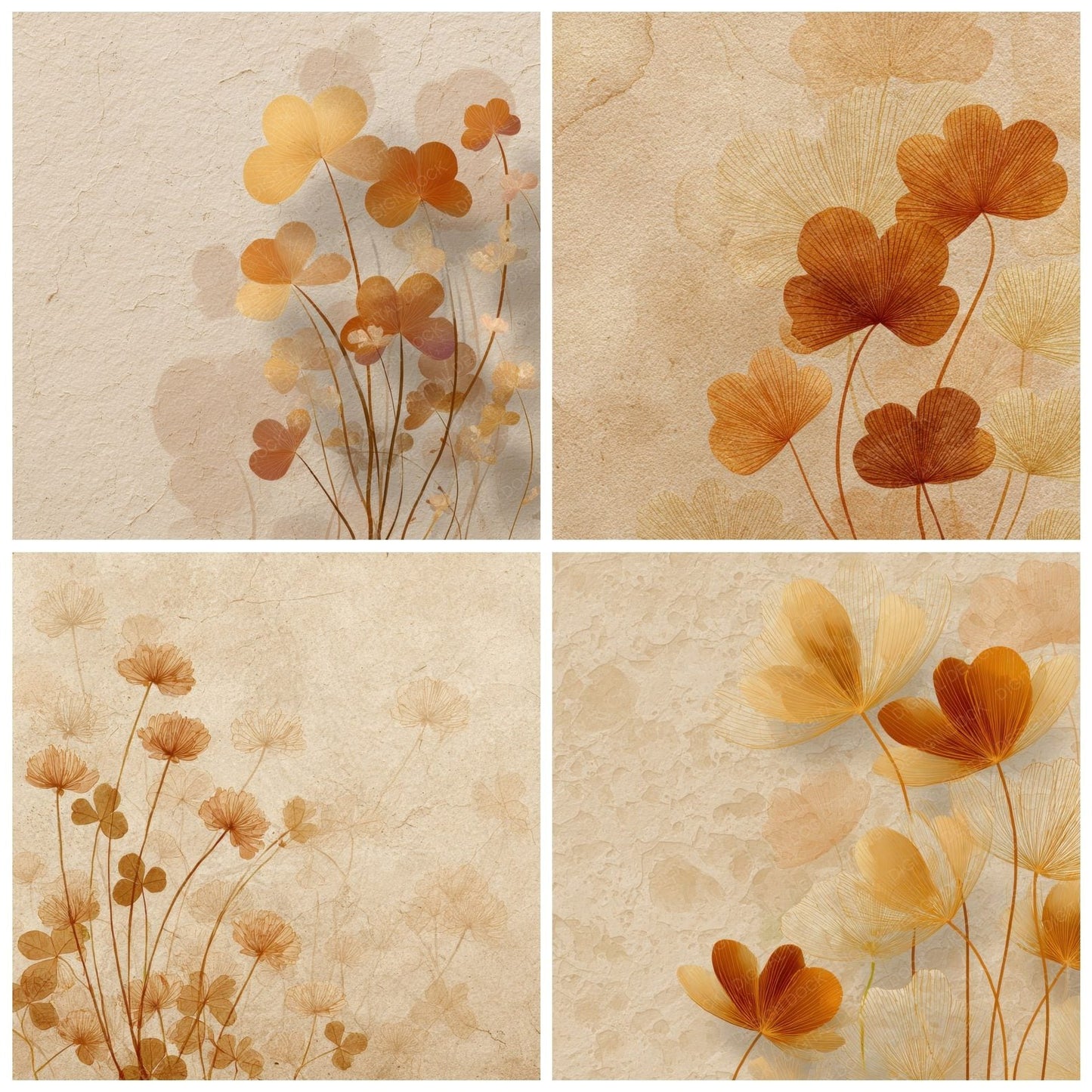 Parchment Clover Outline Background Digital Paper Pack (DDD000094)