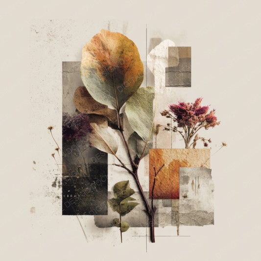 Brown Editorial Botanical Collage Background Digital Paper Pack (DDD000101)