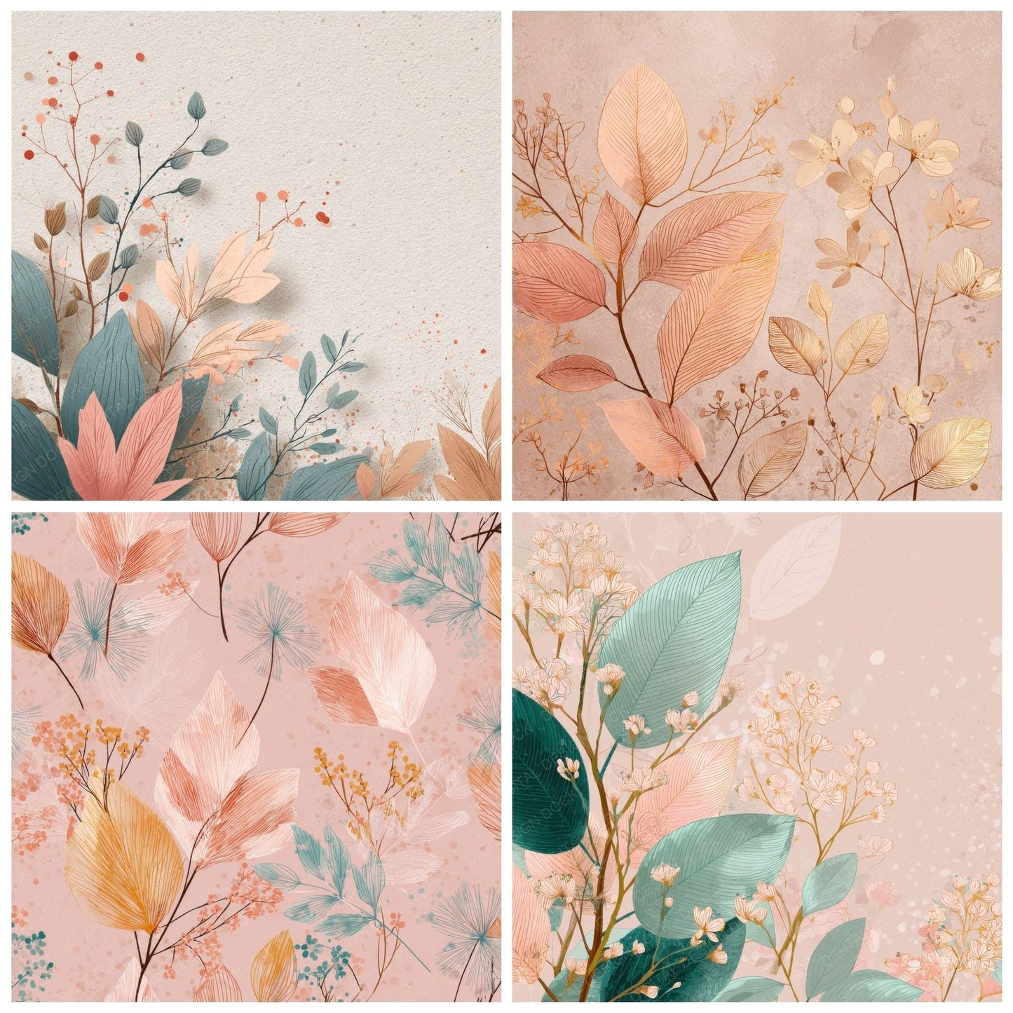 Neon Botanical Blush Digital Paper Pack (DDD000104)