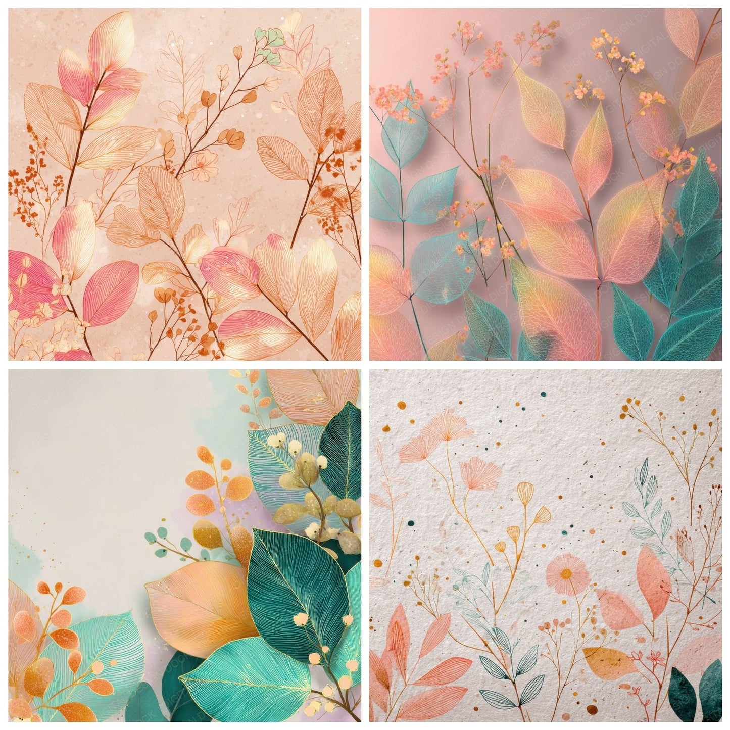 Neon Botanical Blush Digital Paper Pack (DDD000104)