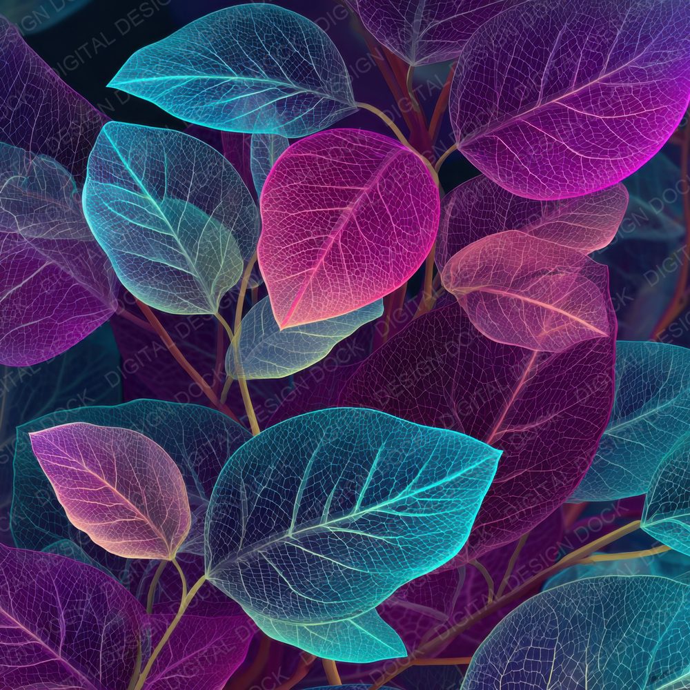 Neon Botanical Future Background Digital Paper Pack (DDD000105)