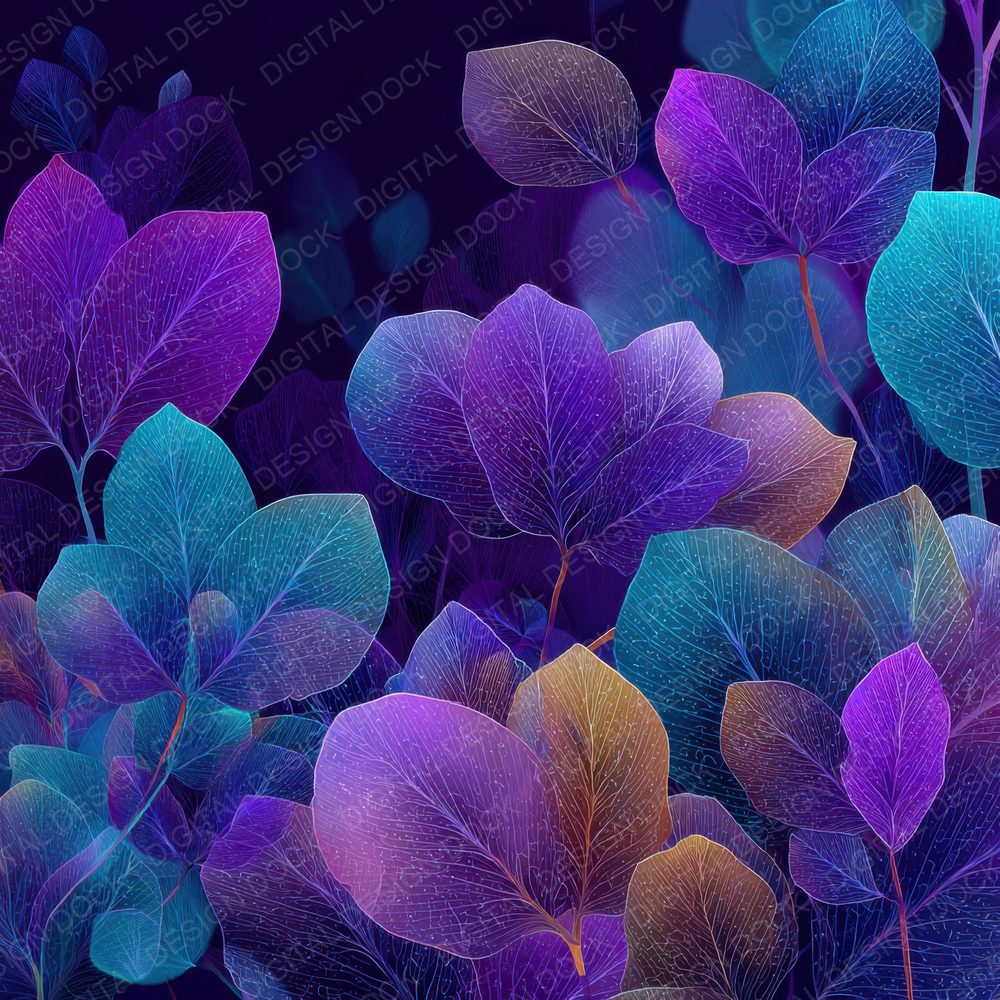 Neon Botanical Future Background Digital Paper Pack (DDD000105)