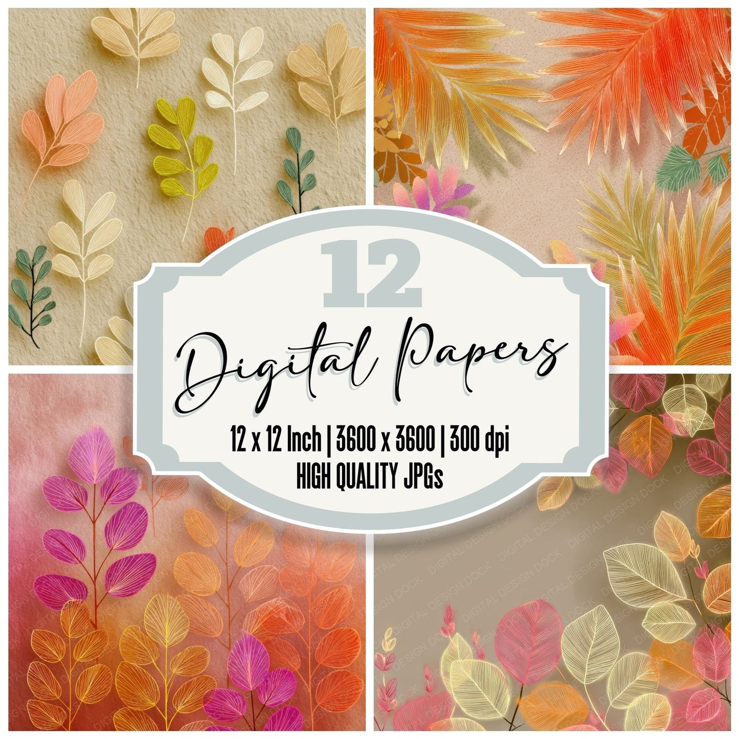 Neon Botanical Sand Digital Paper Pack (DDD000106)