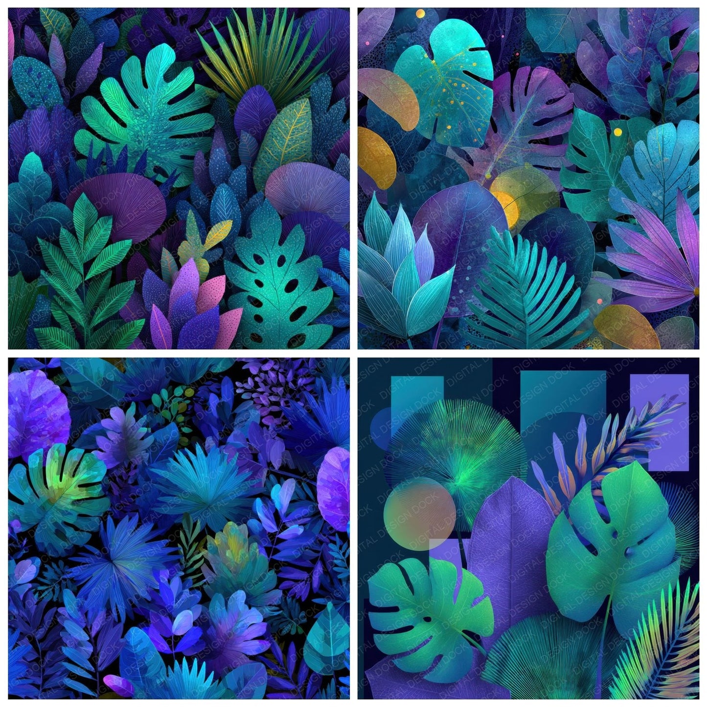 Neon Jungle Botanical Background Digital Paper Pack (DDD000112)