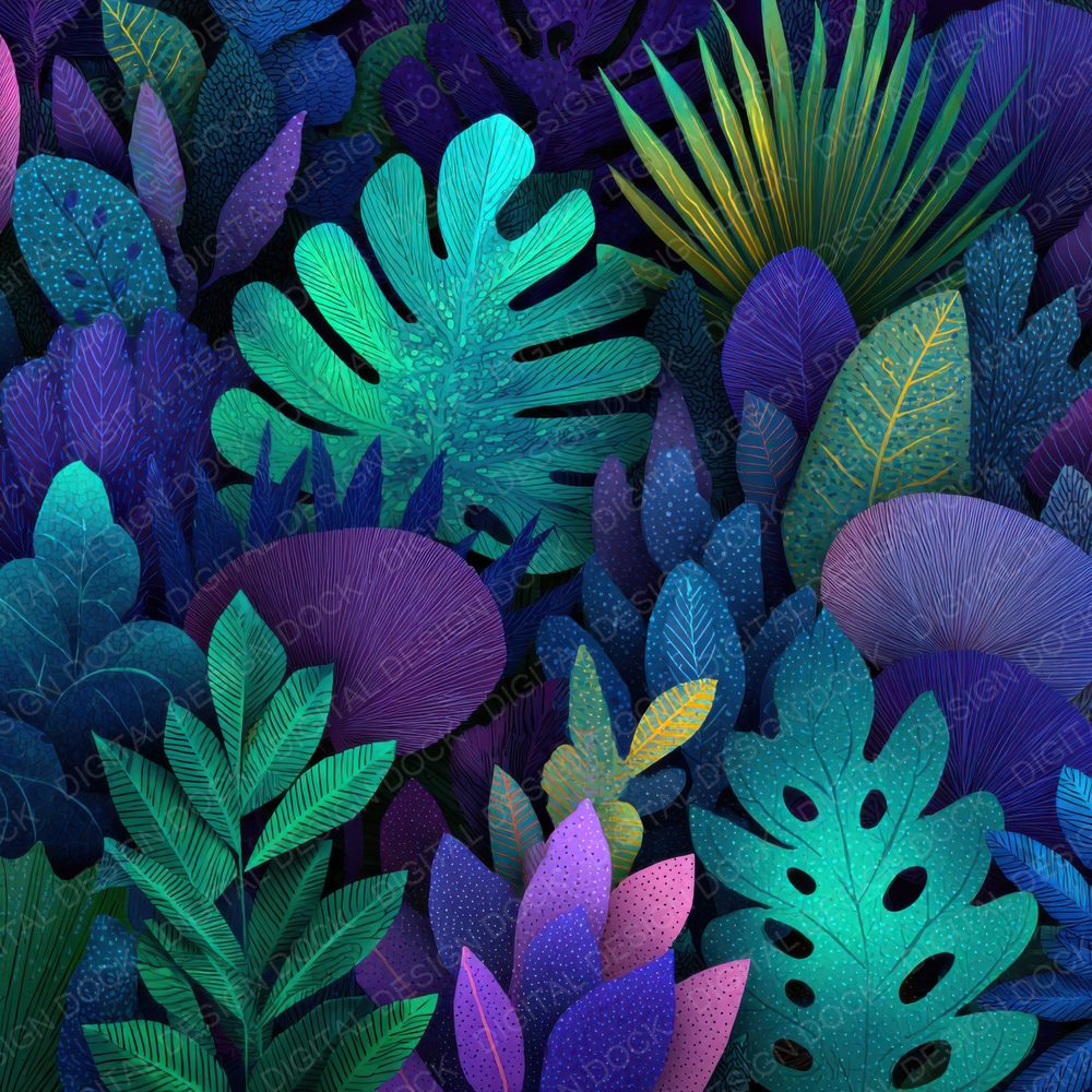 Neon Jungle Botanical Background Digital Paper Pack (DDD000112)