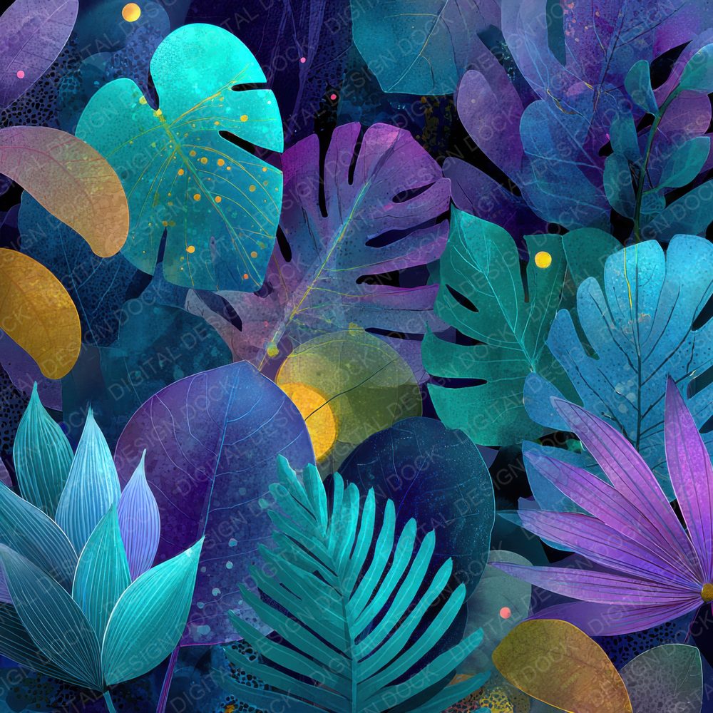 Neon Jungle Botanical Background Digital Paper Pack (DDD000112)