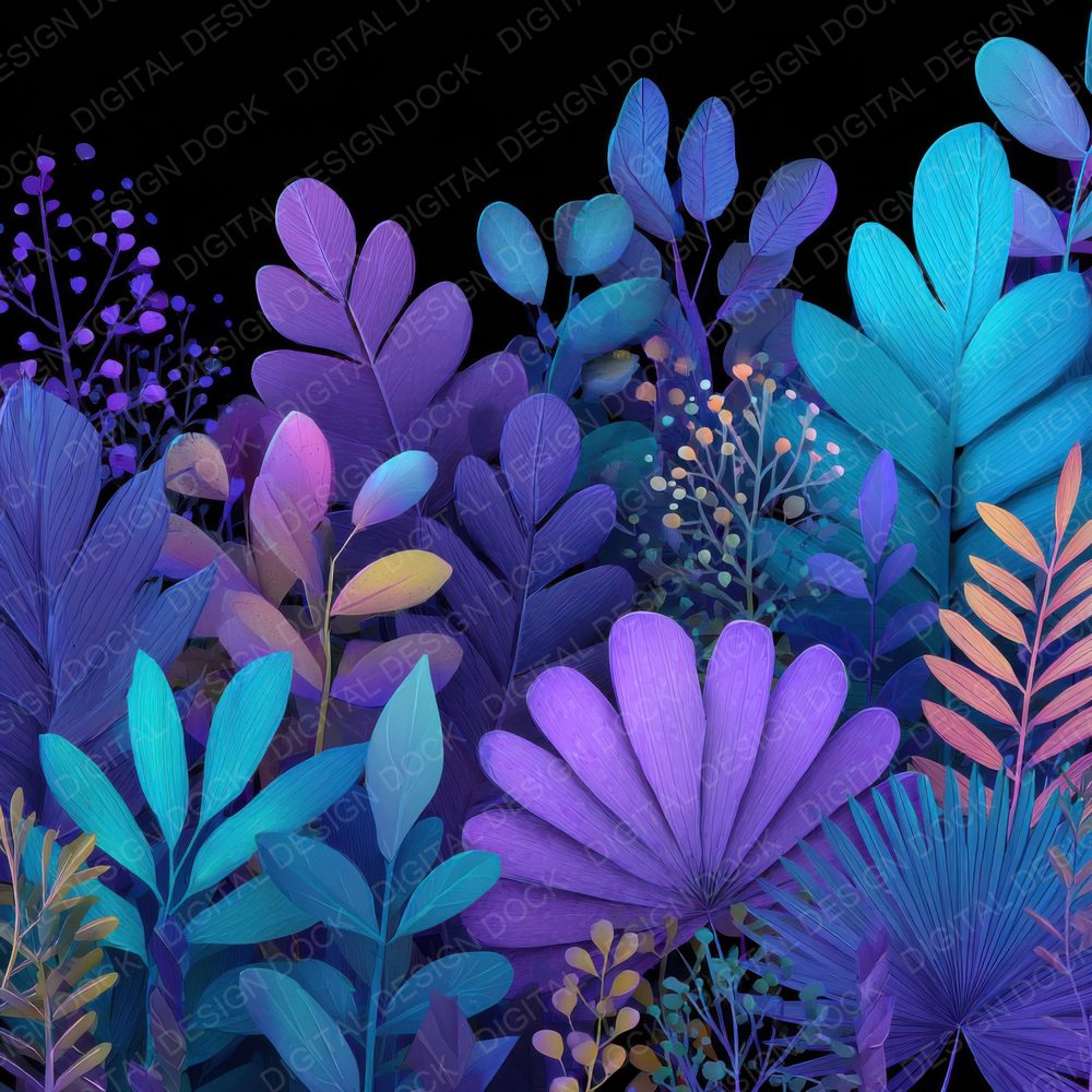 Neon Palm Leaf Botanical Digital Paper Pack (DDD000113)