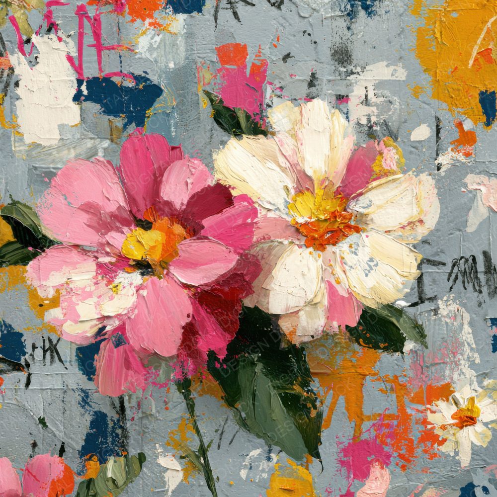 Basquiat Style Floral Background Digital Paper Pack (DDD000121)