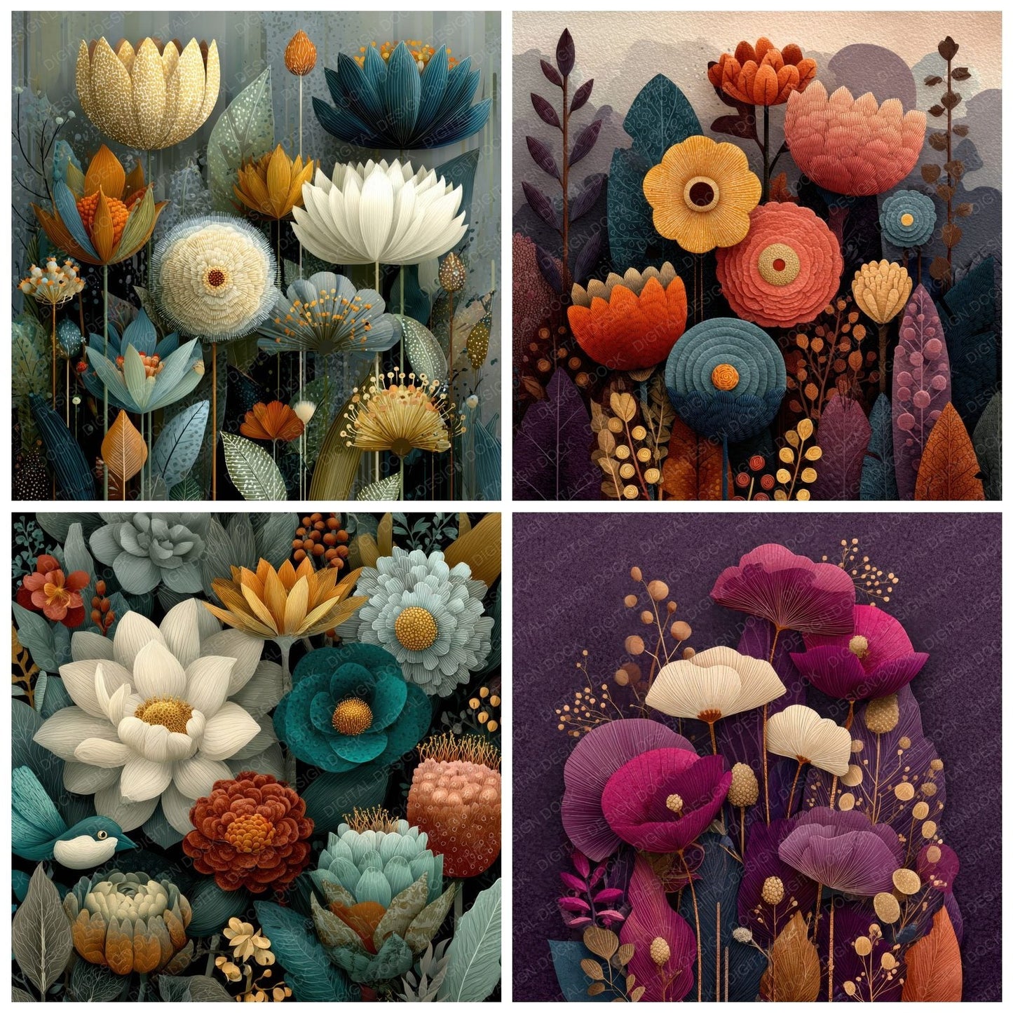 Carrington Surreal Floral Background Digital Paper Pack (DDD000123)